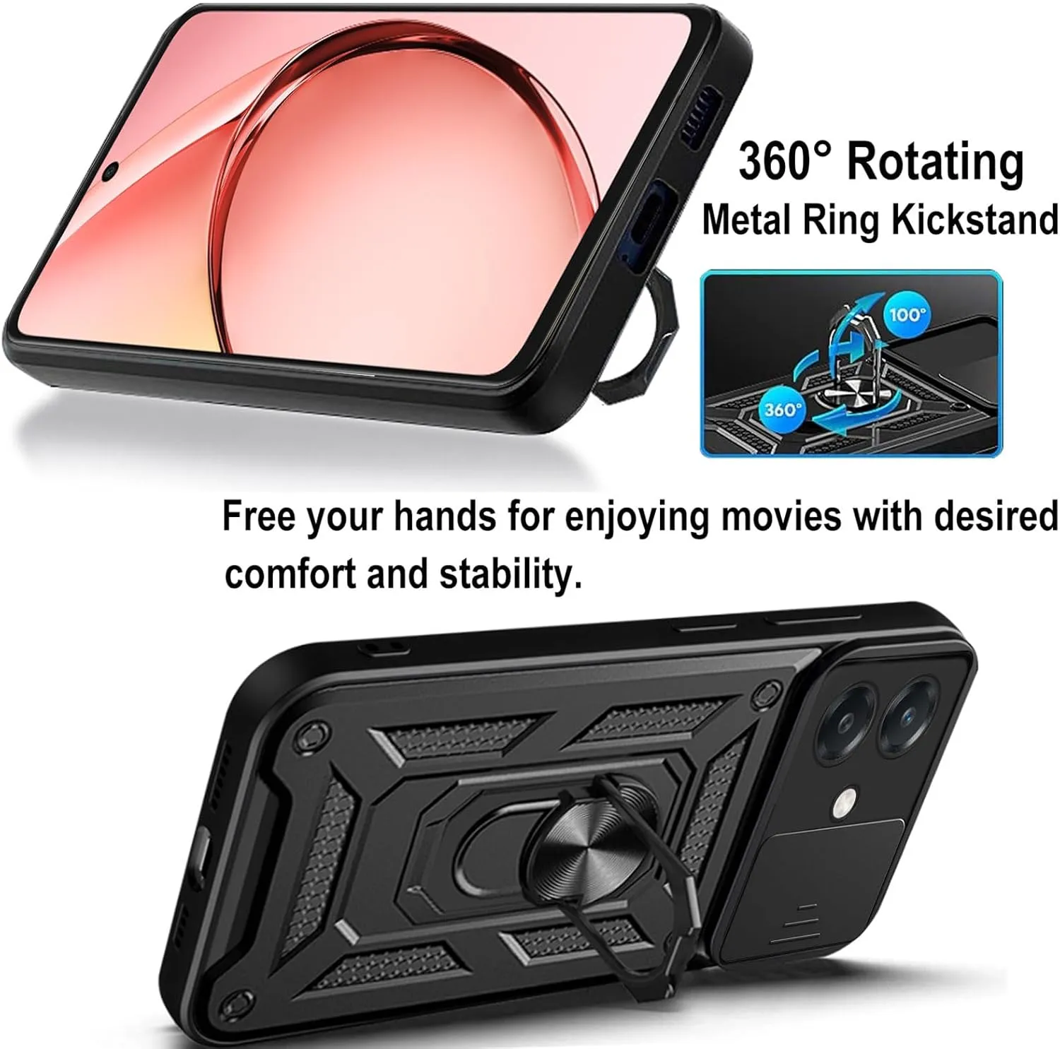 Oppo A60 5G A40 4G Case Shockproof Ring Stand Phone Camera Lens Cover