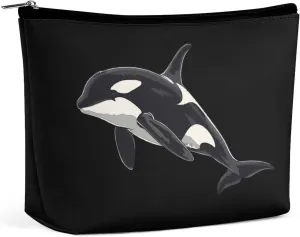 Orca Killer Whale Travel Makeup Bag Portable Cosmetic Bags for Women Cute Make Up Pouch Organizer