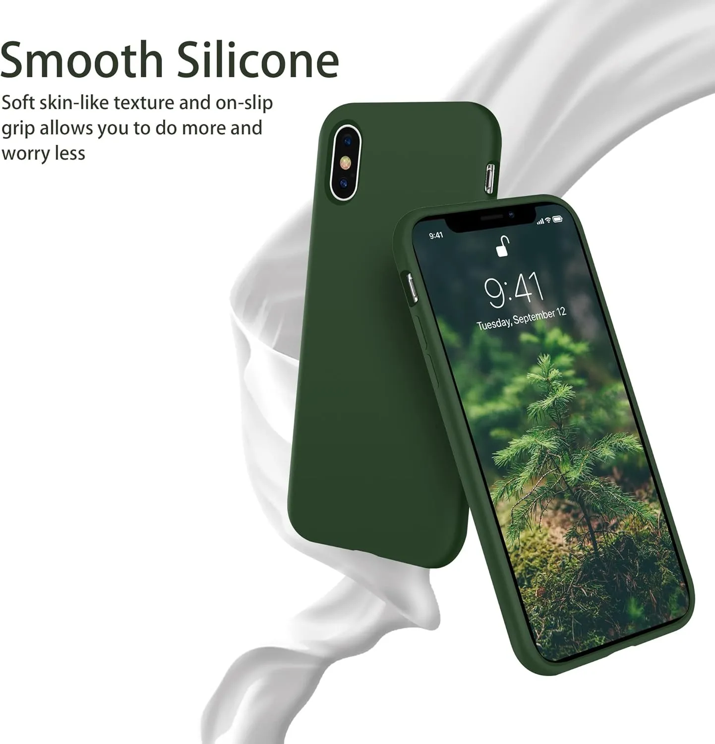 OTOFLY for iPhone XR Case, [Silky and Soft Touch Series] Premium Soft Silicone Rubber Full-Body Protective Bumper Case Compatible with Apple iPhone XR 6.1 inch (Clover)