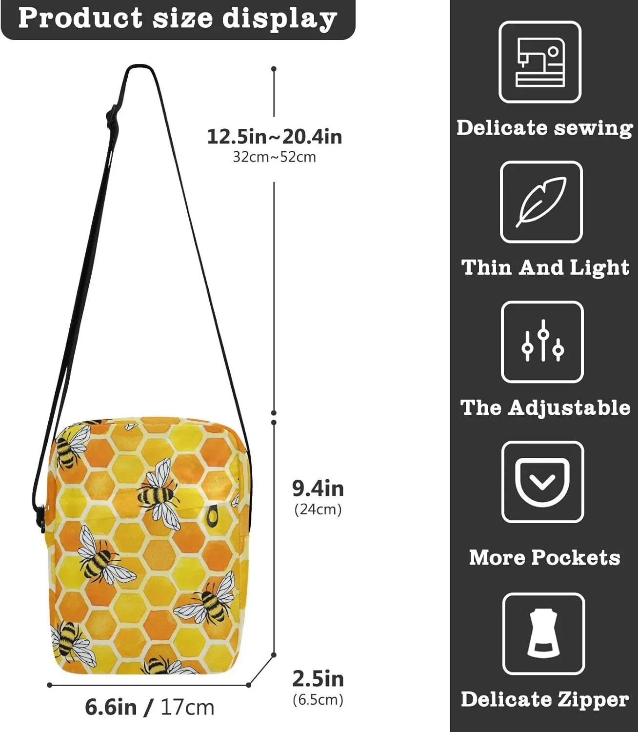 Oyihfvs Messenger Bag, Men's Crossbody Bag, Women's Crossbody Bag with Adjustable Strap