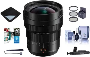 Panasonic Lumix DG Leica Vario-Elmarit 8-18mm f/2.8-4 Asph. Zoom Lens for Micro Four Thirds Mount - Bundle with 67mm Filter Kit, Cleaning Kit, Capleash, Lens Wrap, LensPen Lens Cleaner, Software Pack