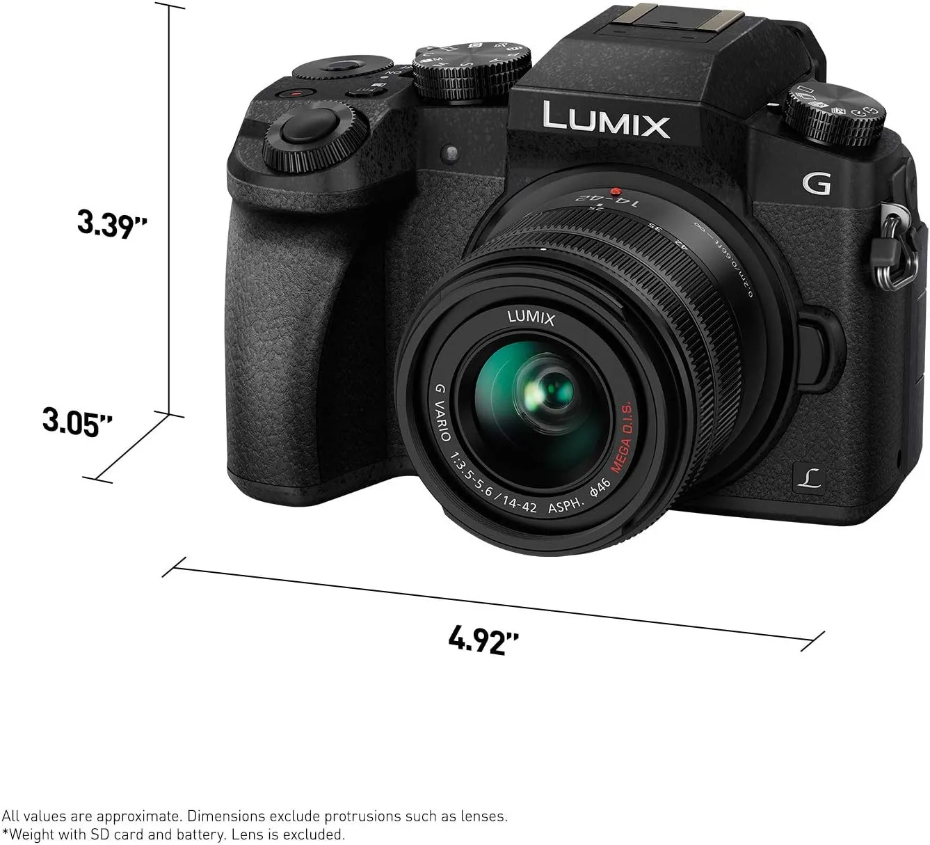 Panasonic LUMIX G7 4K Digital Camera, with LUMIX G VARIO 14-42mm Mega O.I.S. Lens, 16 Megapixel Mirrorless Camera, 3-Inch LCD, DMC-G7KK (Black)