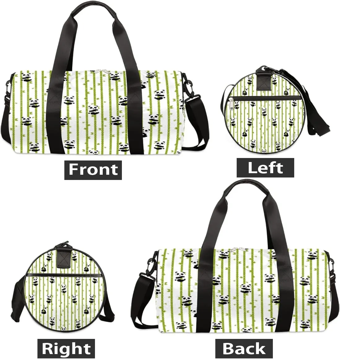 Panda Bamboo Cute Gym Bag Small Gym Duffel Bags for Men Women Overnight Weekender Bag Lightweight Sport Duffle Bag Carry On Gymbag
