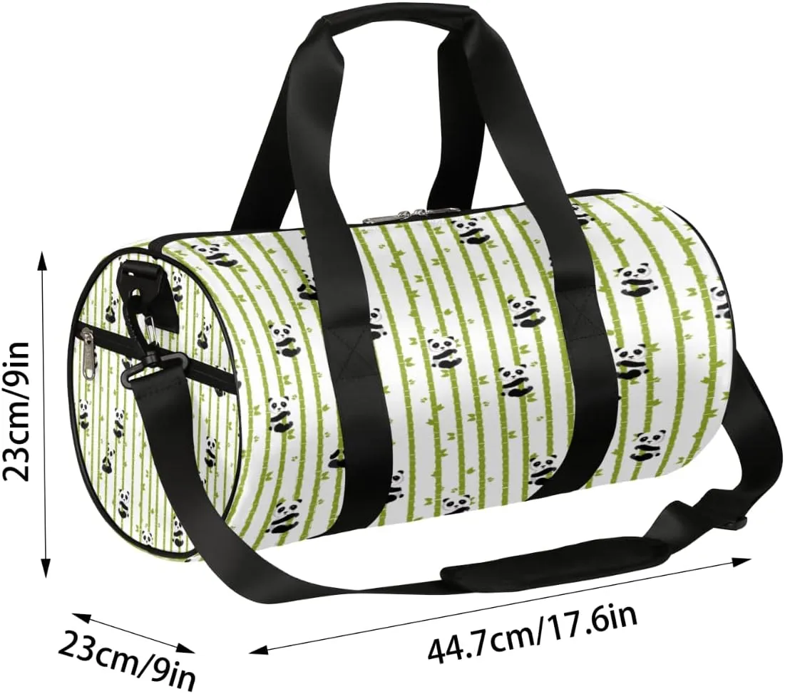 Panda Bamboo Cute Gym Bag Small Gym Duffel Bags for Men Women Overnight Weekender Bag Lightweight Sport Duffle Bag Carry On Gymbag
