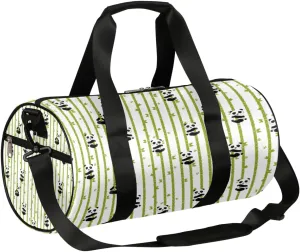 Panda Bamboo Cute Gym Bag Small Gym Duffel Bags for Men Women Overnight Weekender Bag Lightweight Sport Duffle Bag Carry On Gymbag