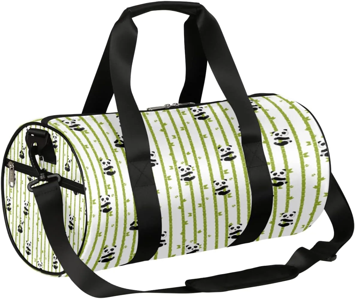 Panda Bamboo Cute Gym Bag Small Gym Duffel Bags for Men Women Overnight Weekender Bag Lightweight Sport Duffle Bag Carry On Gymbag