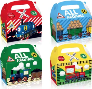 Partystadl Train Party Favor Boxes, Set of 24, with Lids for Kids and Adults Birthday Celebrations