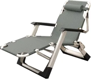 Patio Folding Lawn Chair, Recliner Outdoor Camp Lounger Chairs Chairs Deck Chairs Outdoor with Adjustable Headrest for Poolside Backyard Beach Chair (/Stripe