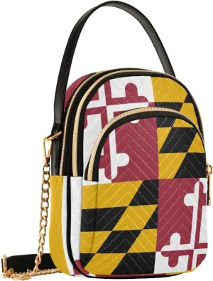 Patriot Cell Phone Purse Maryland Flag Crossbody Handbag Durable Shoulder Bag Sturdy Travel Pouch Compact Chic Bag for Women Everyday Use Country Flag Holiday Birthday Gift