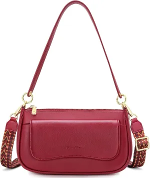 Peacocktion Small Shoulder Bags, Crossbody Purses for Women Vegan Leather Handbag Hobo Purse, 2 Straps