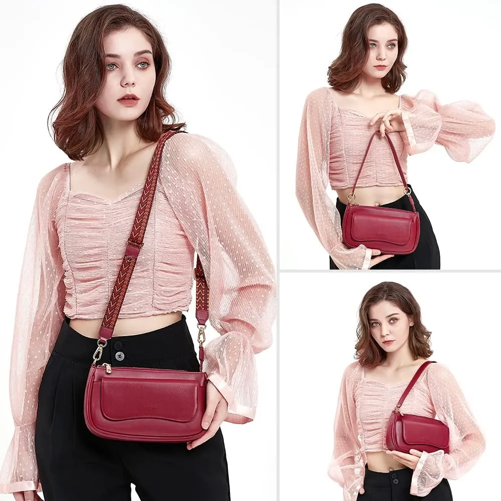 Peacocktion Small Shoulder Bags, Crossbody Purses for Women Vegan Leather Handbag Hobo Purse, 2 Straps
