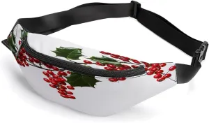 Personalized Waist Packs with Adjustable Strap,Holly Berry Branches CrossBody Fanny Pack Casual Bag for Travel Sports Running Hiking