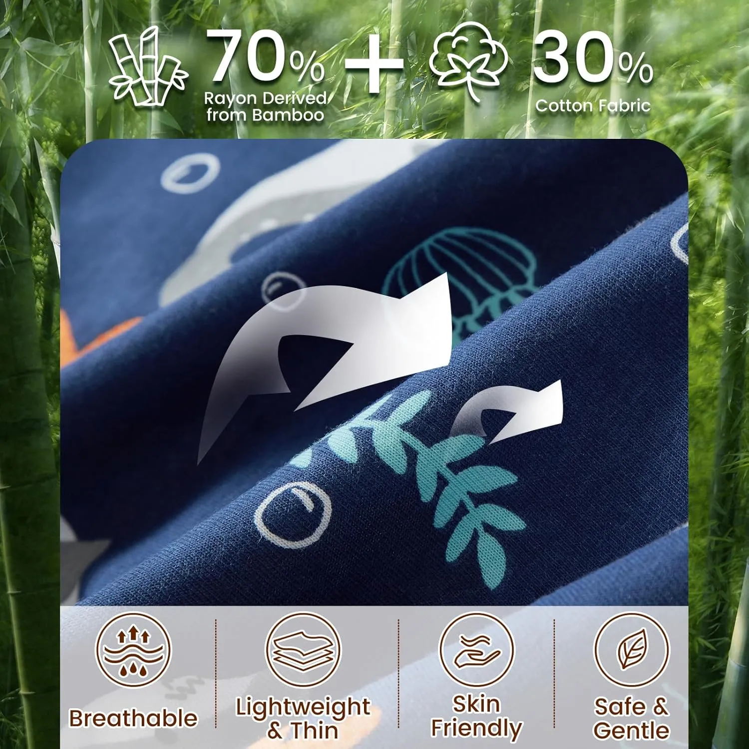 PHF 70% Rayon Derived from Bamboo and 30% Cotton Baby Sleep Sacks 12-18 Months, Baby Sleeping Bag with 2-Way Zipper, 2 Pack 0.5 TOG Soft and Breathable Wearable Blanket for Baby Boys Large Size, Shark