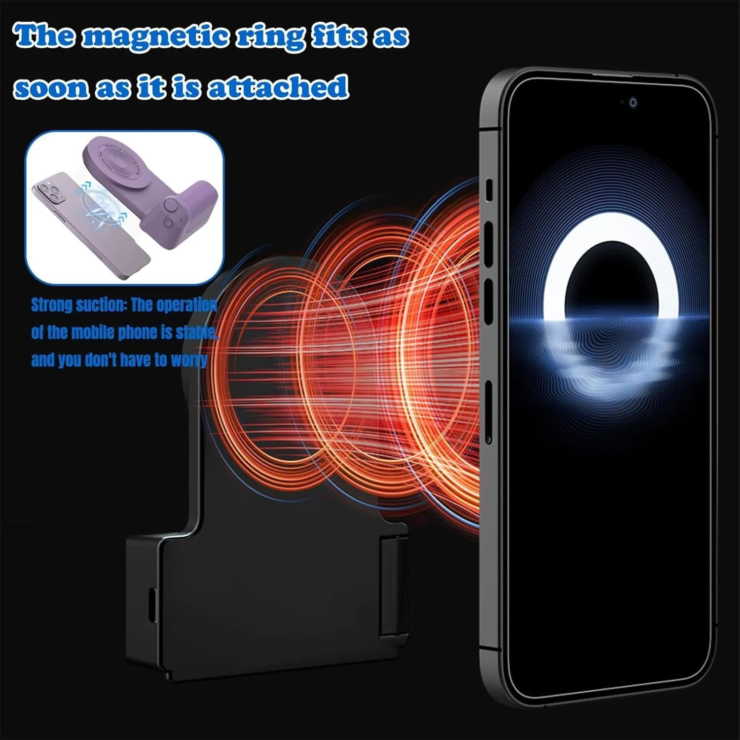 Photoklick Kamera Griff, Photoklick Camera Grip, Magnetic Camera Handle Bluetooth Bracket, Elevopro Vlogger Pro, Photography Support Stand Grip, Magnetic Holder Stabilizer, Wireless Charging (Blue)