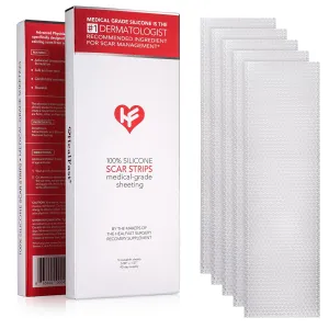 Physician Formulated Silicone Scar Sheets - Advanced Crosspolymer Medical Grade Silicone Scar Strips for Surgery, C Section, Keloids & Hypertrophic Scars - Silicone Tape For Scars (5 Sheets)