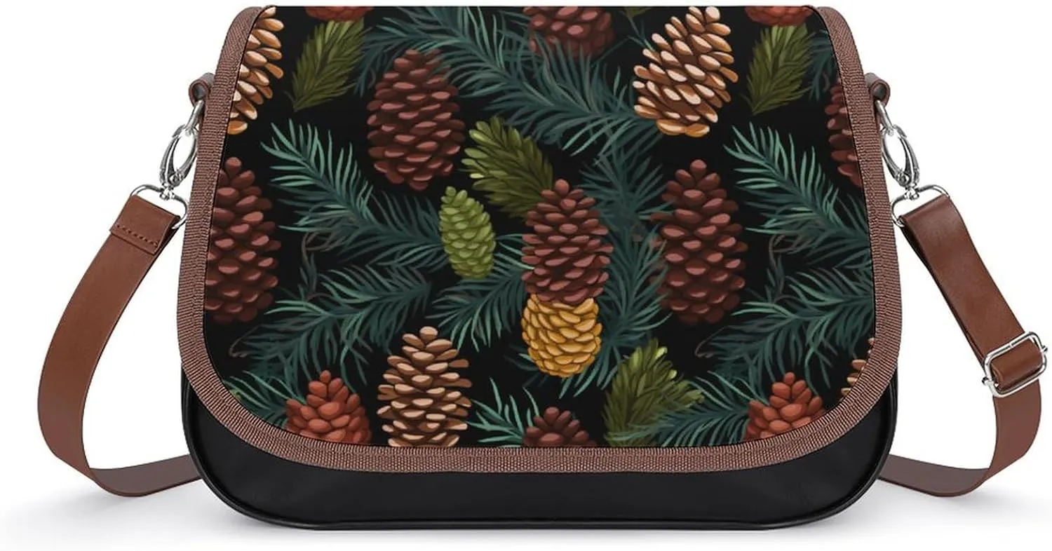 Pine Cones Funny Women's Crossbody Bags Novelty Leather Purse Handbag Shoulder Bag
