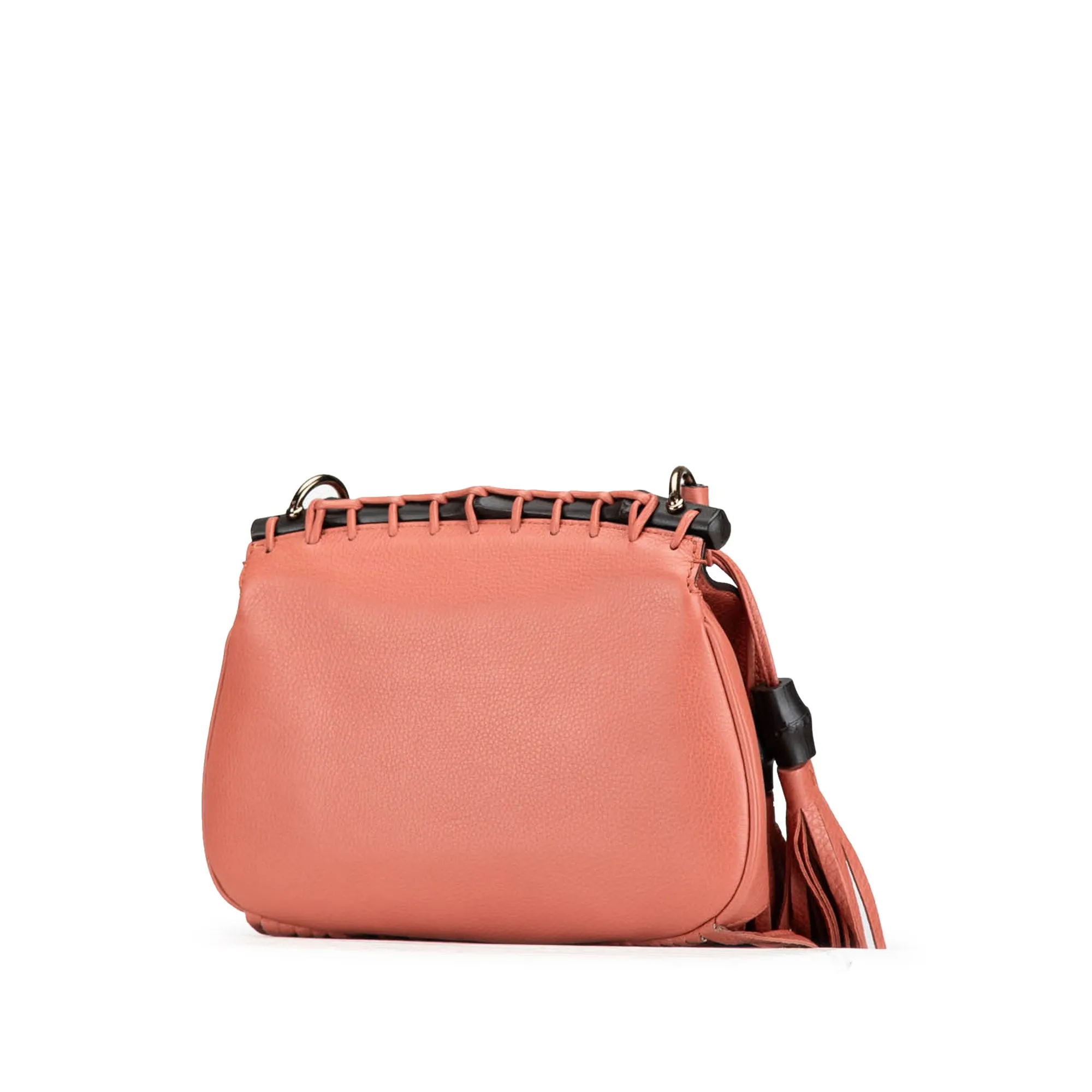 Pink Gucci Small Leather Bamboo Nouveau Fringe Crossbody