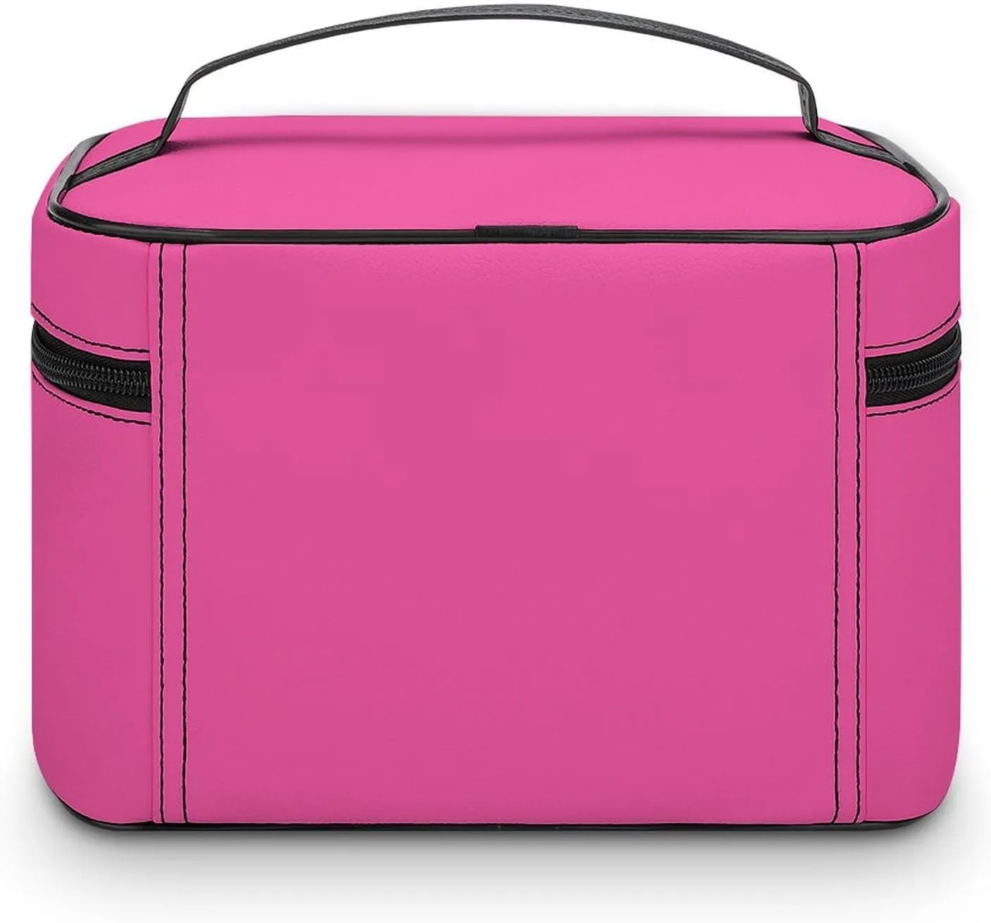 Plain Bright Hot Pink Makeup Bag, Portable Travel Cosmetic Case Zipper Toiletry Bag for Women Girls
