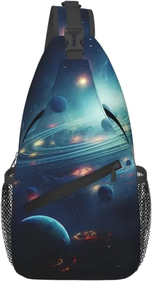 Planets Stars and Milky Way Galaxy print Crossbody bag, outdoor bag, casual bag, fashionable travel accessories fit everyone