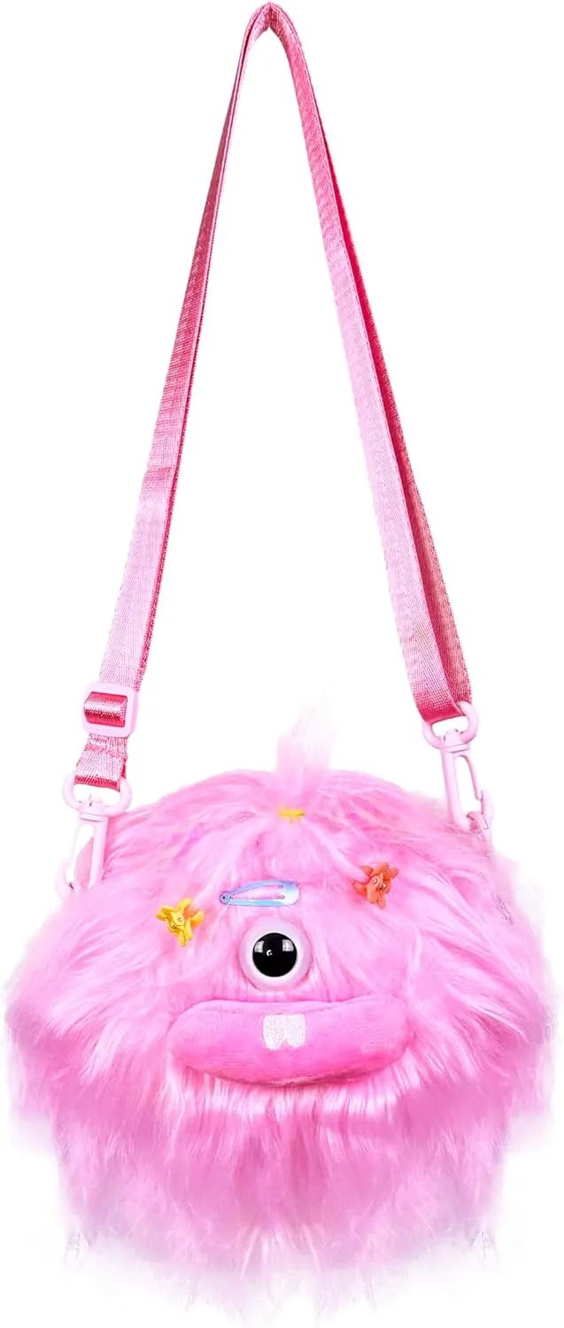 PLURby Rave Bag - Monster Toy Bag - Crossbody Fuzzy Bag - Furry Festival Plush Bag - Kids Shoulder Carry Bag - Mini Backpack