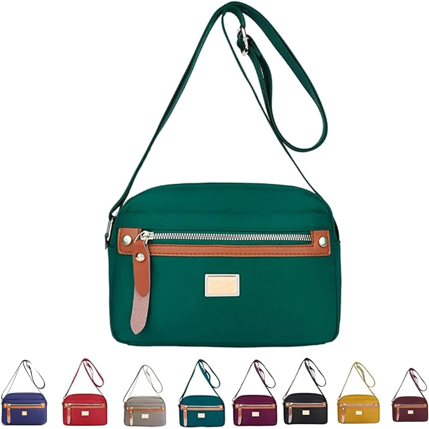 Popularate Nylon Crossbody Bag, Waterproof Lightweight Multi-layer Messenger