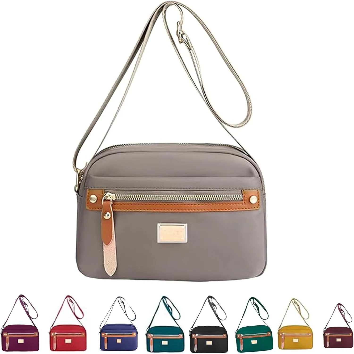 Popularate Nylon Crossbody Bag, Waterproof Lightweight Multi-layer Messenger