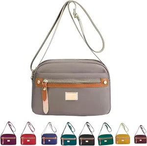 Popularate Nylon Crossbody Bag, Waterproof Lightweight Multi-layer Messenger