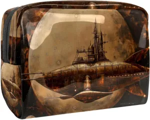 Portable Cosmetic Bag Vintage Moon Boat Travel Makeup Case Organizer For Women Girls Toiletry Bag 7.3x3x5.1in