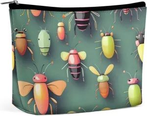 Portable Small Cosmetic Bag Cute Travel Makeup Bag Insect Atlas Waterproof Toiletry Bag for Women