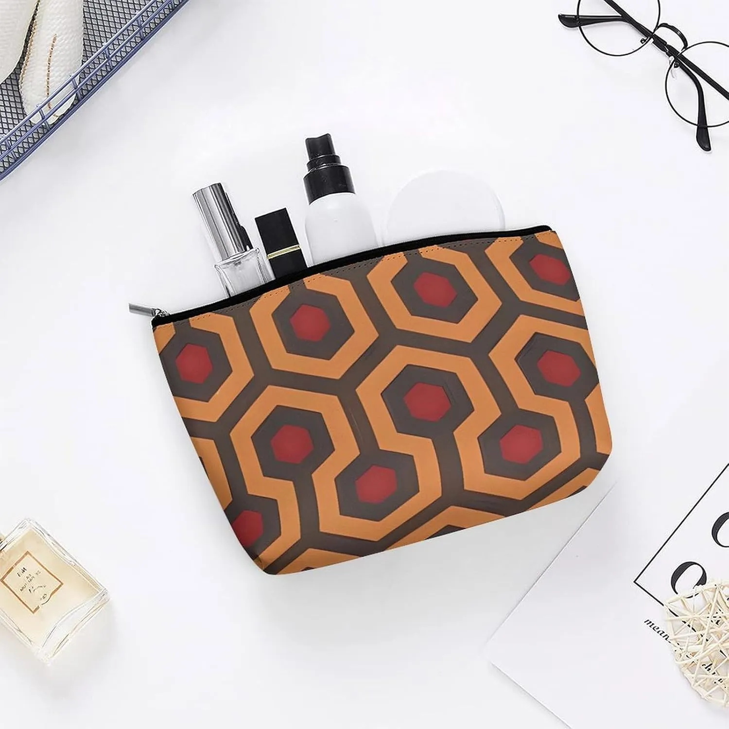 Portable Small Cosmetic Bag Cute Travel Makeup Bag Shining Overlook Waterproof Toiletry Bag for Women