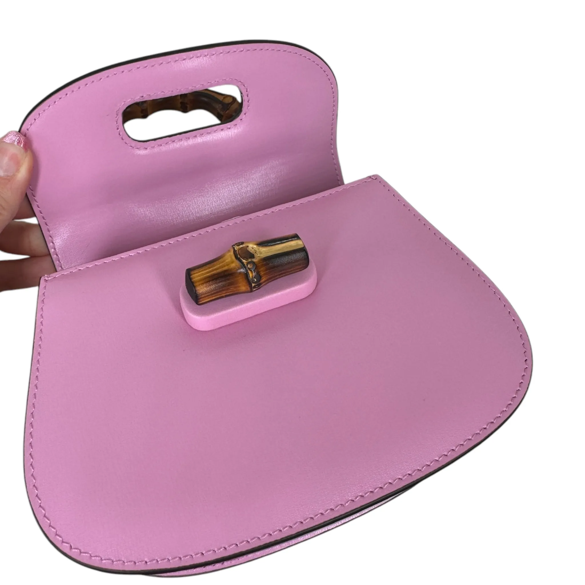 PRE-OWNED GG 1947 Mini Bamboo Pink Crossbody Bag