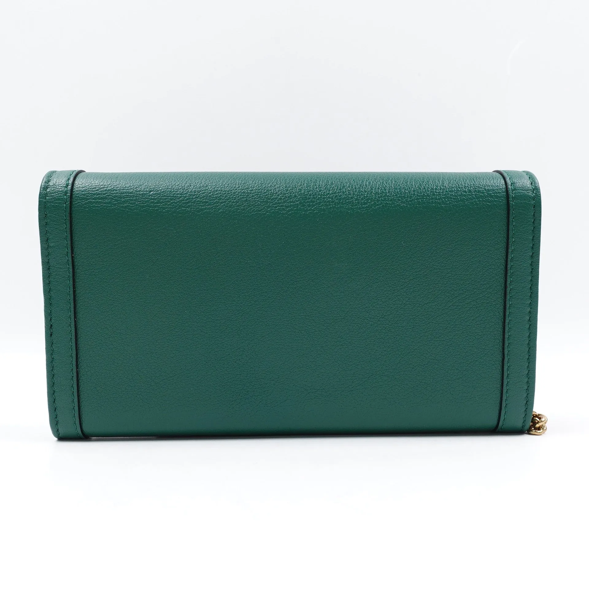 PRE-OWNED GG Green Diana Wallet on Chain Leather Bamboo Crossbody Bag