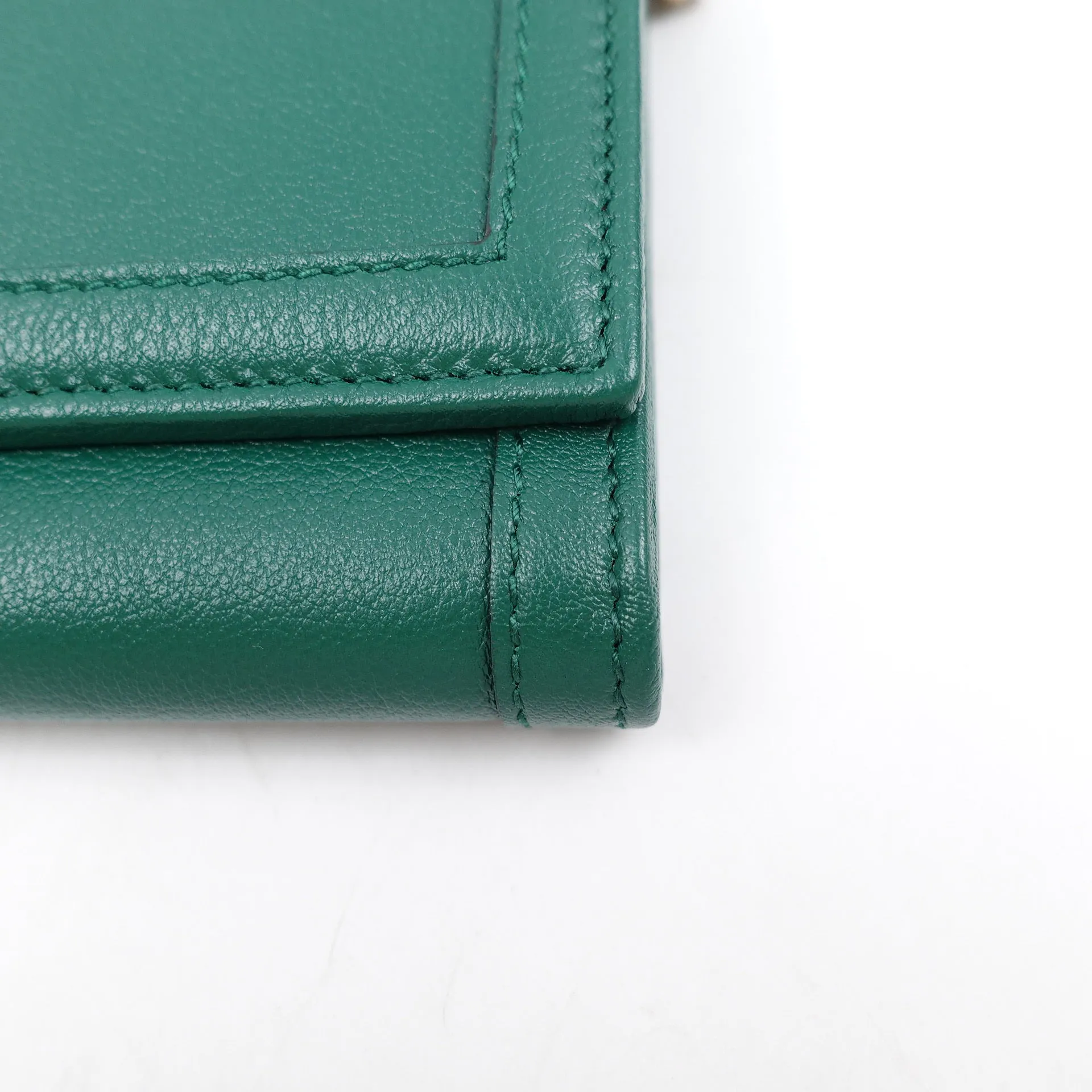 PRE-OWNED GG Green Diana Wallet on Chain Leather Bamboo Crossbody Bag