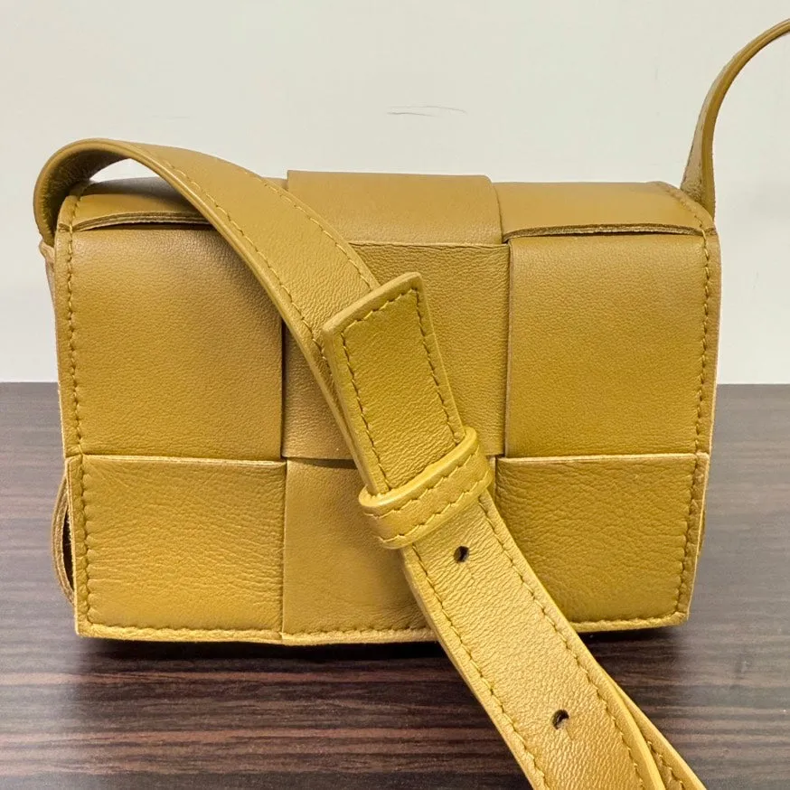Preloved Bottega Veneta Leather Cassette Mini Crossbody Yellow LB109481