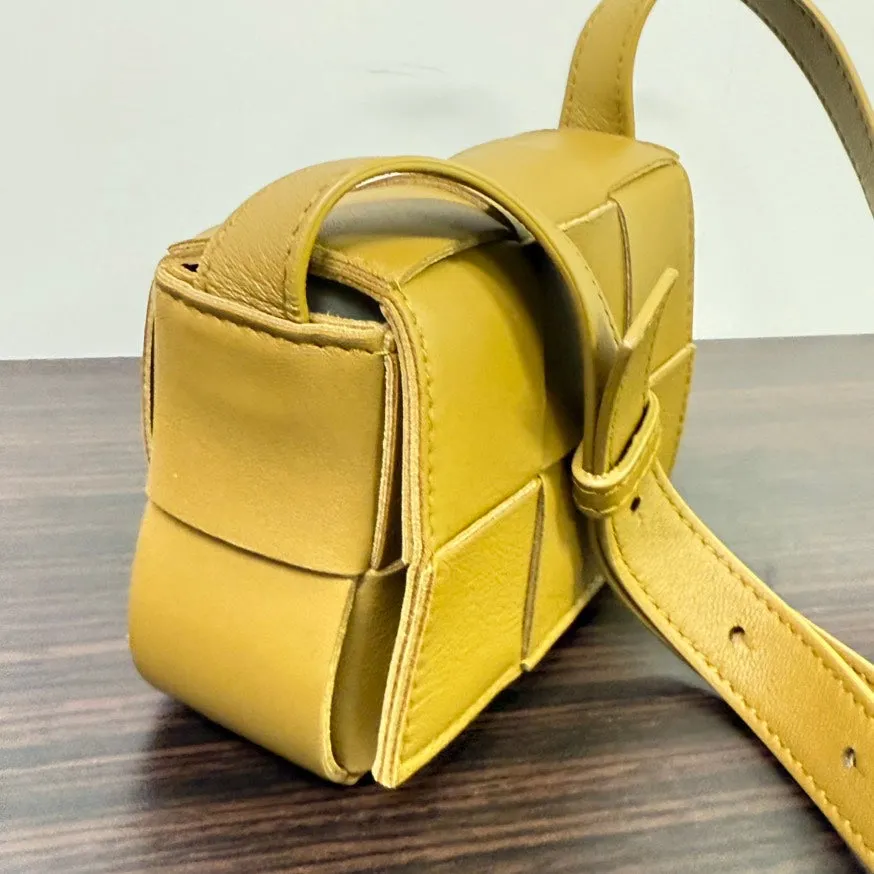 Preloved Bottega Veneta Leather Cassette Mini Crossbody Yellow LB109481