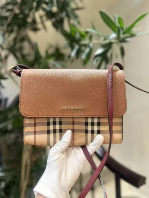 Preloved Burberry BZS Tan Plaid Crossbody Bag