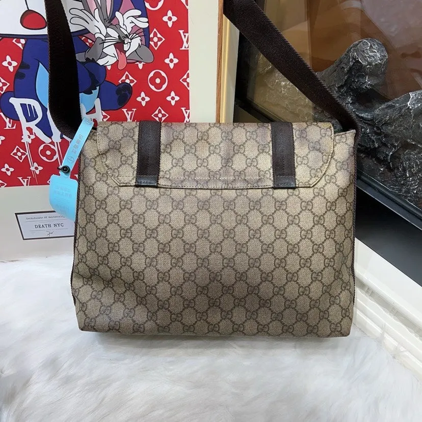 Preloved Gucci GG Supreme Messenger Beige Crossbody Bag