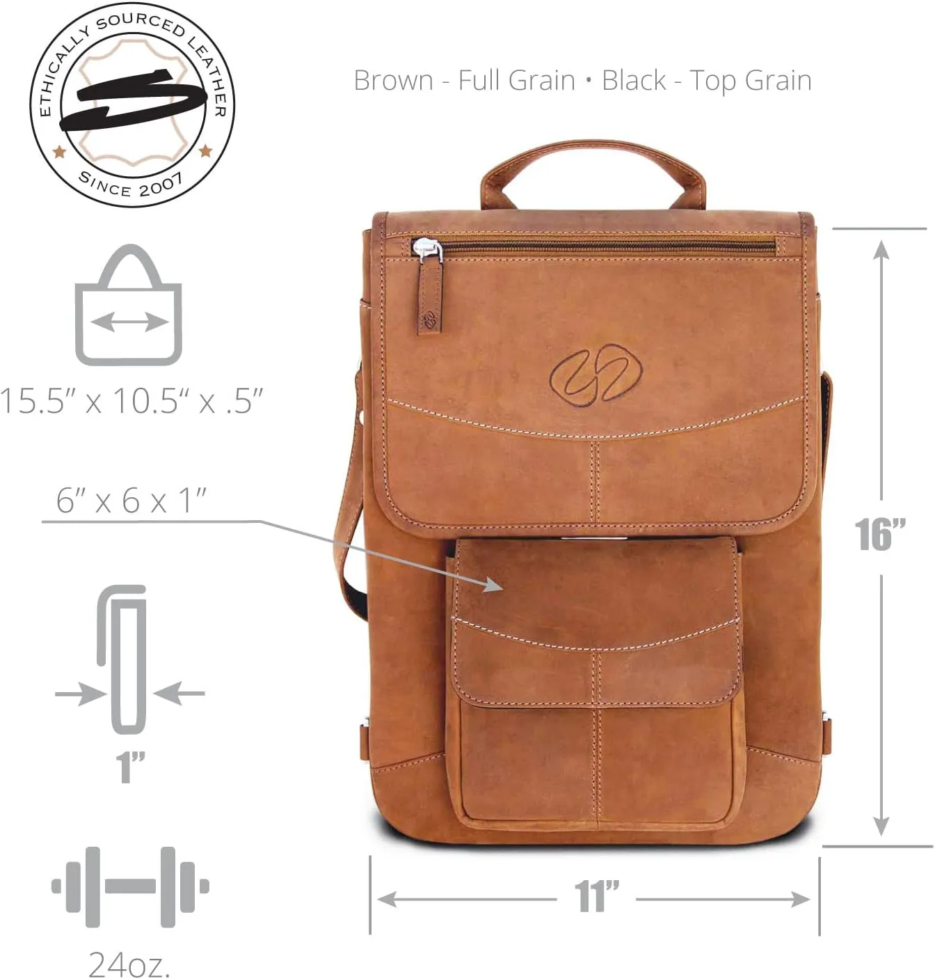 Premium Leather Crossbody Bag, Backpack for 15 MacBook Air, Pro | Protective Case for Apple Laptop VN