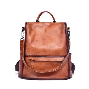 Premium Vintage Leather Backpack - Fushia