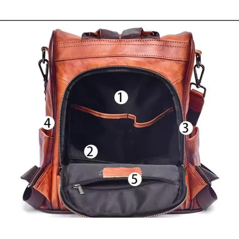 Premium Vintage Leather Backpack - Fushia