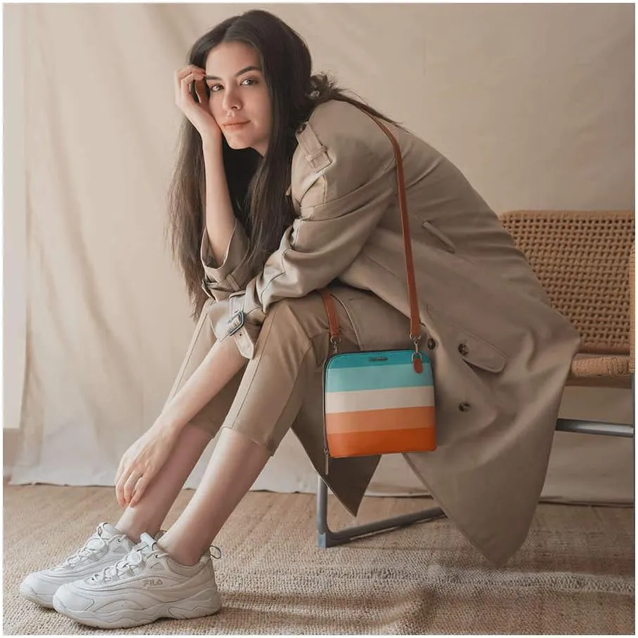 Printed Slim Trapeze Crossbody Purse for Women, Girls | Vegan Leather | Stylish Ladies Wallet | Shoulder Handbag