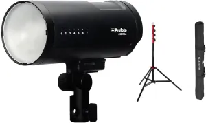 Profoto B10X Plus Off Camera Flash Head, Bundle with Flashpoint Pro Air-Cushioned Heavy-Duty Light Stand, Red/9.5'