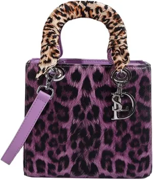 PU Leather Shoulder Handbag for Women Fashion Messenger Satchel Elegant Hobo Top Leopard Print Crossbody Bag