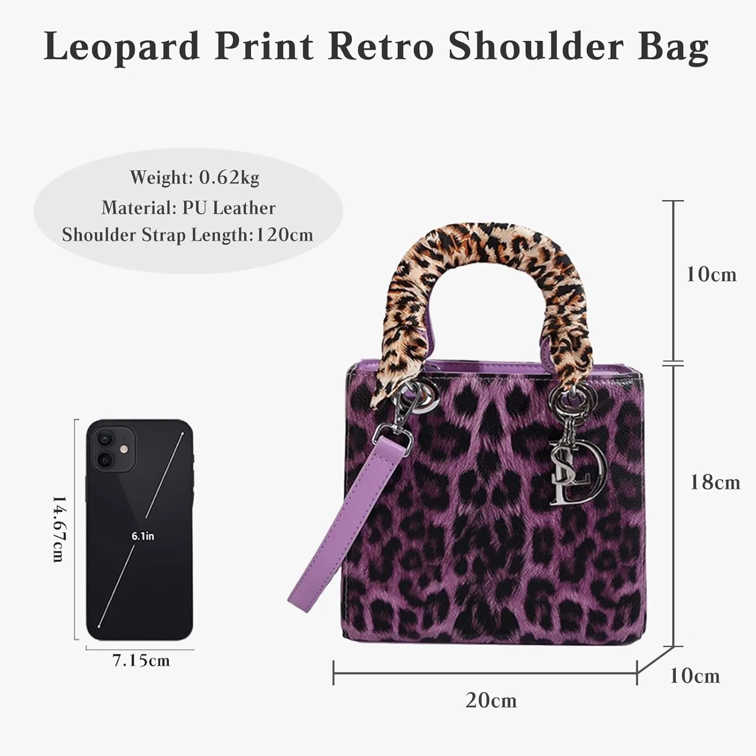 PU Leather Shoulder Handbag for Women Fashion Messenger Satchel Elegant Hobo Top Leopard Print Crossbody Bag