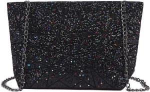 PU Shoulder Bag for Women Chain Laser Clutch Purse Bags Geometric Women Cross-Body Totes