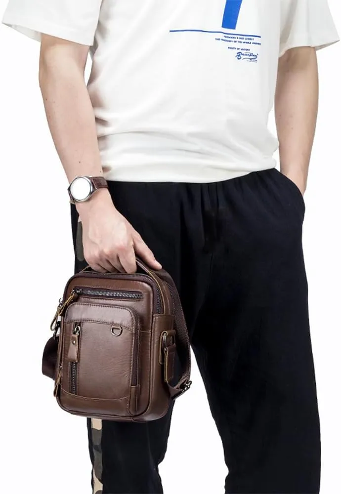 Pundarika Genuine Leather Men's Shoulder Bag - Briefcase Handbag, Crossbody Messenger Bag