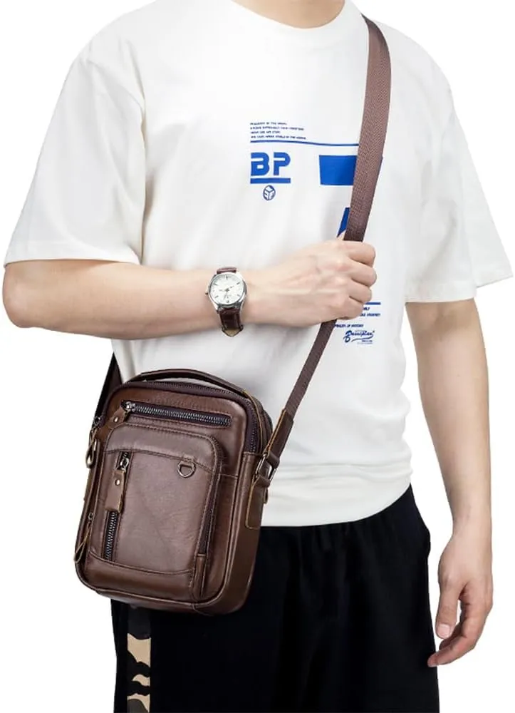 Pundarika Genuine Leather Men's Shoulder Bag - Briefcase Handbag, Crossbody Messenger Bag