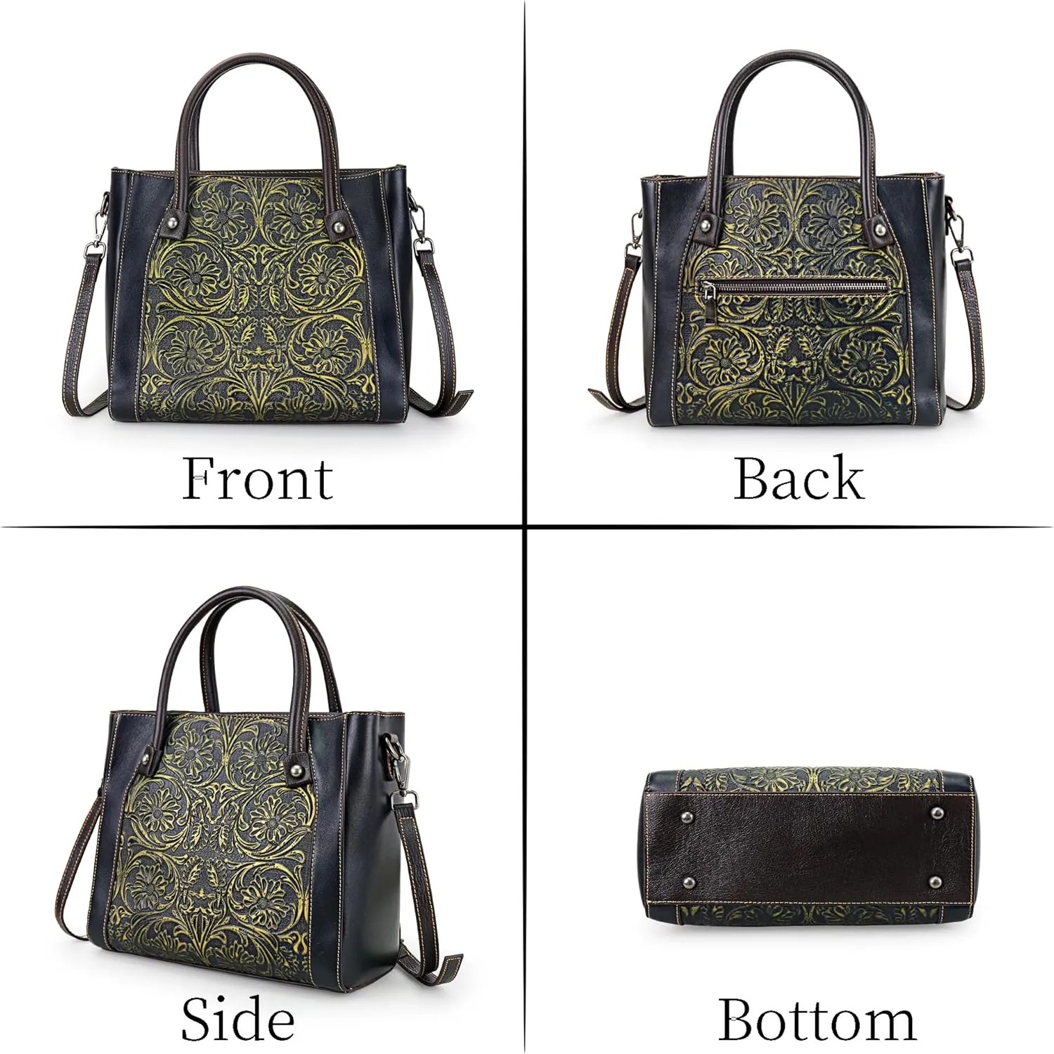 Purse and Handbag For Women Leather Shoulder Bag Top Handle Tote Bag Crossbody Bags Medium Satchel Vintage Embossing Pattern
