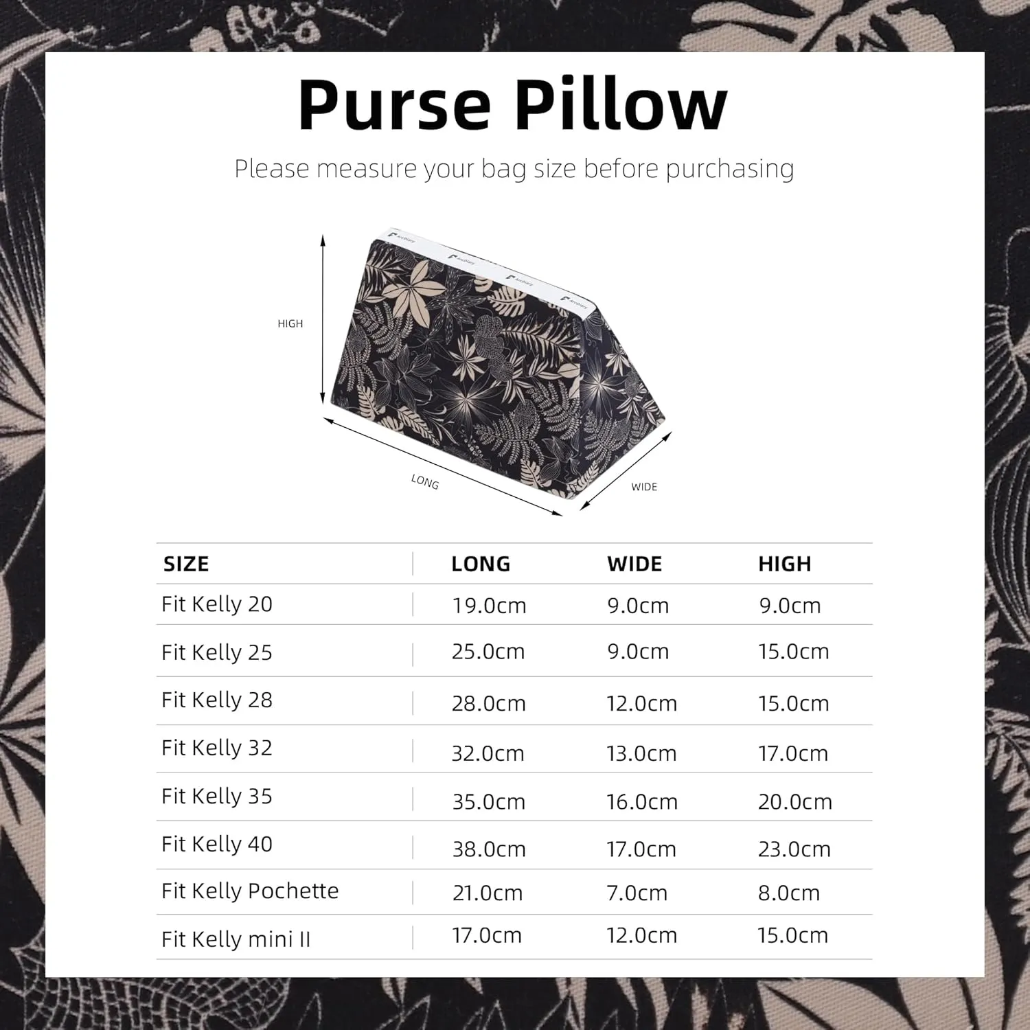 Purse Pillow Insert for Kelly mini/25/28/32/35 bags, Soft Memory Foam Bag Pillow, Luxury Handbag Tote Shaper (Kelly28,Dark Fragrance)