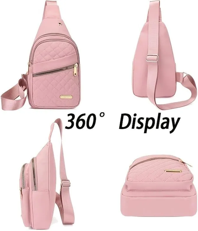 Quilted Casual Chest Bag, Lightweight Foldable Sling Bag, Portable Trendy Versatile Shoulder Bag (Yellow)
